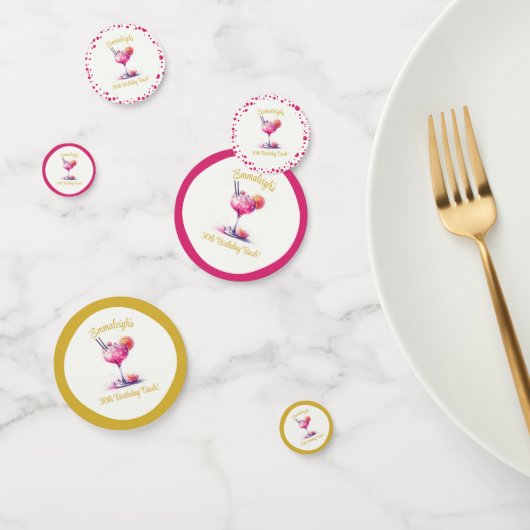  in Pink Theme Cocktail Birthday Confetti (Groep)