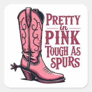  in Pink Tough als Spurs Cowgirl Boot Western Vierkante Sticker