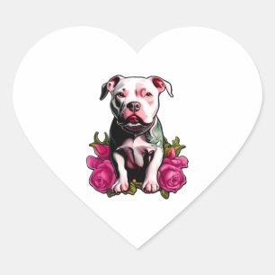 in Pittbull Roze Rose Tattoo Stijl Graphic Hart Sticker