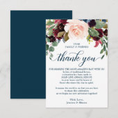 In plaats van gunsten bedankt Place Card Bourgogne Aankondiging (Voorkant / Achterkant)