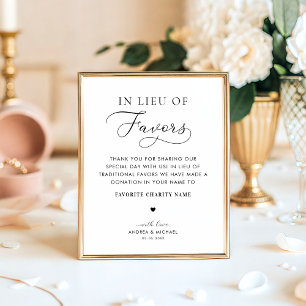 In plaats van gunsten Charity Donatie Wedding Sign Poster