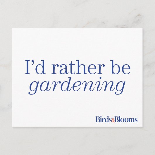 In plaats van tuinieren briefkaart (Voorkant)