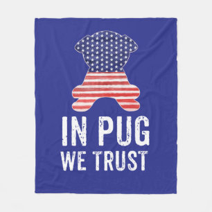 In Pug vertrouwen we op sterren en Stripes Amerika Fleece Deken
