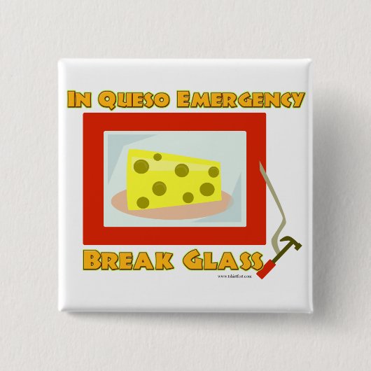 In Queso Emergency Break Glass Vierkante Button 5,1 Cm (Voorkant)