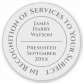 In Recognition of Services to Something Sticker (Voorkant)
