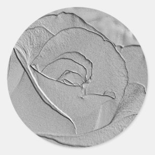 In reliëf gemaakt Kijk Zilver Roos 1 Ronde Sticker