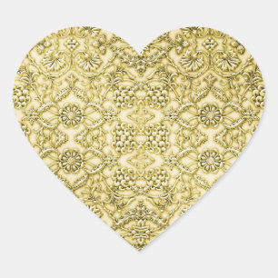  in reliëf gemaakt Metallic Gouden Folie Bloemen O Hart Sticker