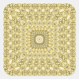  in reliëf gemaakt Metallic Gouden Folie Bloemen O Vierkante Sticker
