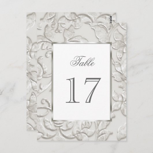 In reliëf gemaakt uiterlijk Damask in Off White Briefkaart (Voorkant / Achterkant)