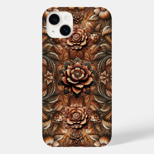 In reliëf gemaakte  Bloemen Faux Leather Look Case-Mate iPhone 14 Plus Hoesje