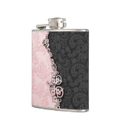  in reliëf gemaakte damast heupfles (Links)