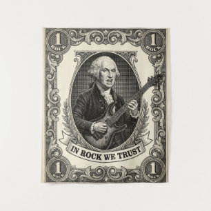 In Rock We Trust 1 Rock Washington Gitaar Vintage  Wandkleed