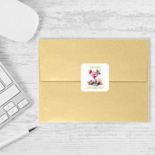 in Roze 30e Verjaardagsviering Vierkante Sticker