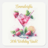  in Roze 30e Verjaardagsviering Vierkante Sticker (Voorkant)