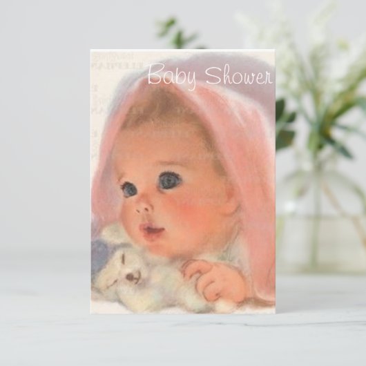 in roze Baby shower Uitnodiging (Staand voorkant)