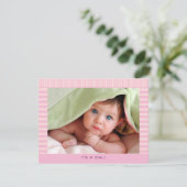  in roze babymeisje aankondiging (Staand voorkant)