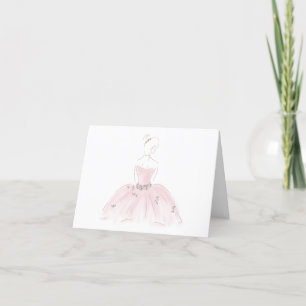" in roze" ballerina wenskaart, blanco bedankkaart