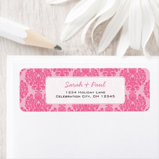 in Roze Damask Return Address Label (Insitu)
