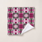  in roze en groen kleurenblok bad handdoek (Wasdoekje)