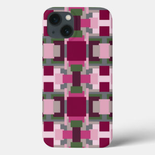 in roze en groen kleurenblok iPhone 13 hoesje
