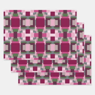  in roze en groen kleurenblok inpakpapier vel