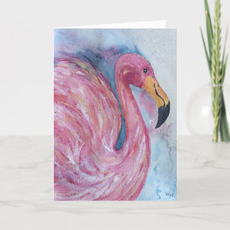 in Roze, Flamingo wenskaart Kaart