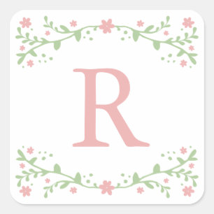 in Roze Floral Monogram Stickers