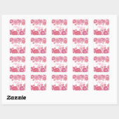in Roze gefinteerde Meisjes Name Square Sticker (Vel)