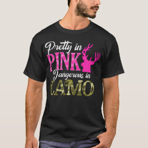  in roze gevaarlijk in camo jager meisje t-shirt