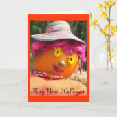 In Roze Halloween Kaart (Gele Bloem)