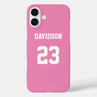  in Roze Jersey Naam Nummer iPhone 16 Plus Hoesje