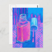  in roze nagellak briefkaart (Voorkant / Achterkant)