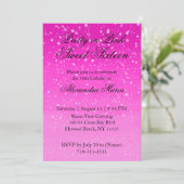  in roze Ombre Sweet 16 Invitation Kaart (Staand voorkant)