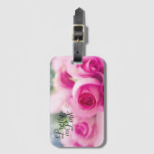  in roze rozen bagagelabel (Voorkant (verticaal))