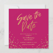 in Roze Save the Date Gold Glitter Kaart (Voorkant)