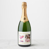 in Roze Thema Cocktail Verjaardag Sparkling Wijnetiket (Voorkant)