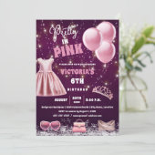 in roze verjaardagsfeestje kaart (Staand voorkant)