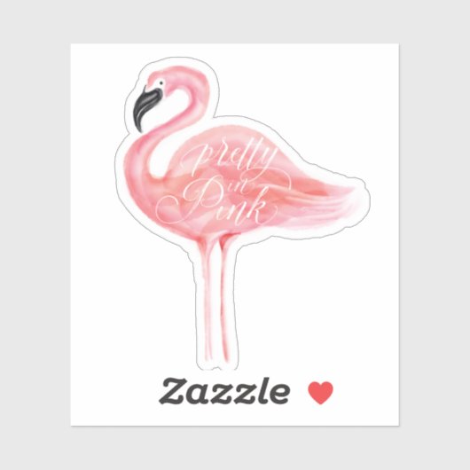  in roze Waterverf Flamingo Illustratie Sticker (Vel)