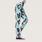in Roze & Zwart Graphic Heart Leggings (Rechts)