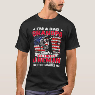 In ruste Lineman ben ik pa Grandpa USA Flag Electr T-shirt