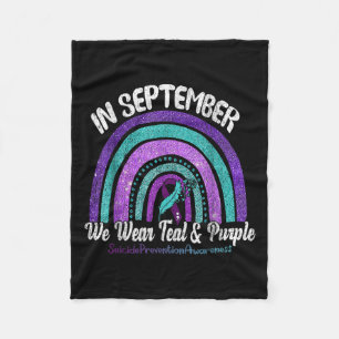 In september Draag we Blauwgroen & Paarse rege Fleece Deken