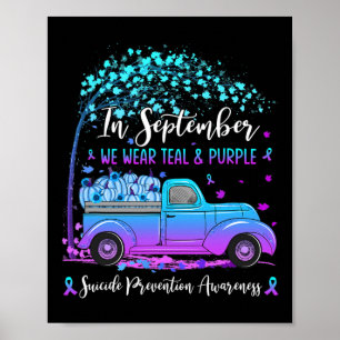 In september Draag we Blauwgroen en Paarse zelfdod Poster