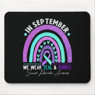 In september Draag we Blauwgroen en Paarse zelfmoo Muismat
