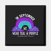 In september Draag we Blauwgroen Paarse lintjes ze Magneet (Voorkant)