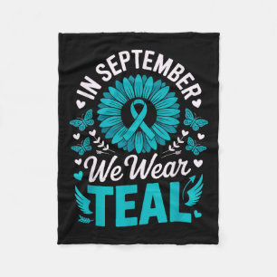 In september Draag we Blauwgroen voor Ovarian Awar Fleece Deken
