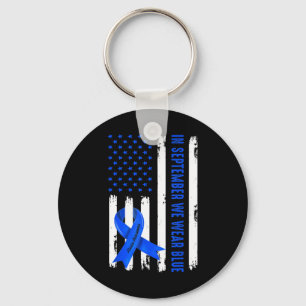 In september Draag we het bewustzijn van de blauwe Sleutelhanger
