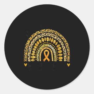 In september dragen we gouden regenboog kinderkank ronde sticker