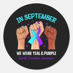 In September dragen we het lichtblauw paarse lint Ronde Sticker