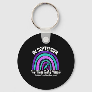 In September dragen we turquoise & paarse regenboo Sleutelhanger