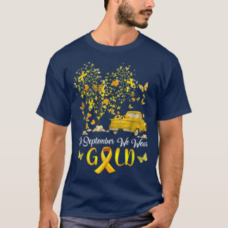 In September We Wear Gold Pumpkin Truck Childhood  T-shirt
